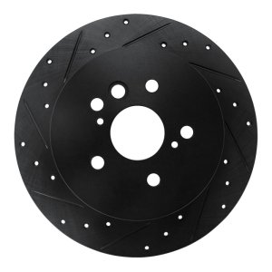 Toyota RAV4 Brake Rotor (1) - Rear Left - R1 Concepts - Drilled & Slotted - Black - `04-`05